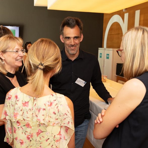 TUM Alumnus Markus Hartinger at the year-end event of German Matters at the Technical University of Munich.