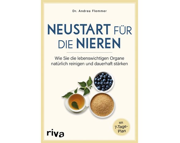 Buchcover des Titels „Neustart für die Nieren“, riva Verlag, von TUM Alumna Dr. Andrea Flemmer.