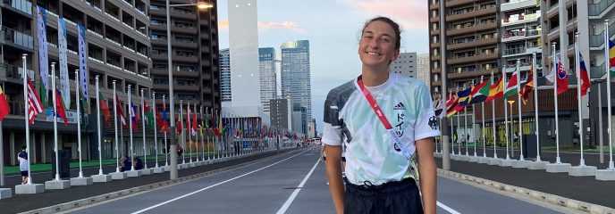 TUM Alumna Christina Hering in the Olympic Village in Tokyo 2021.