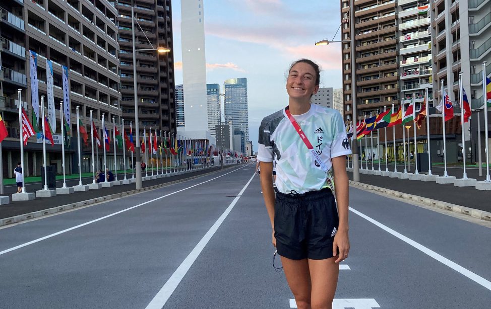 TUM Alumna Christina Hering in the Olympic Village in Tokyo 2021.