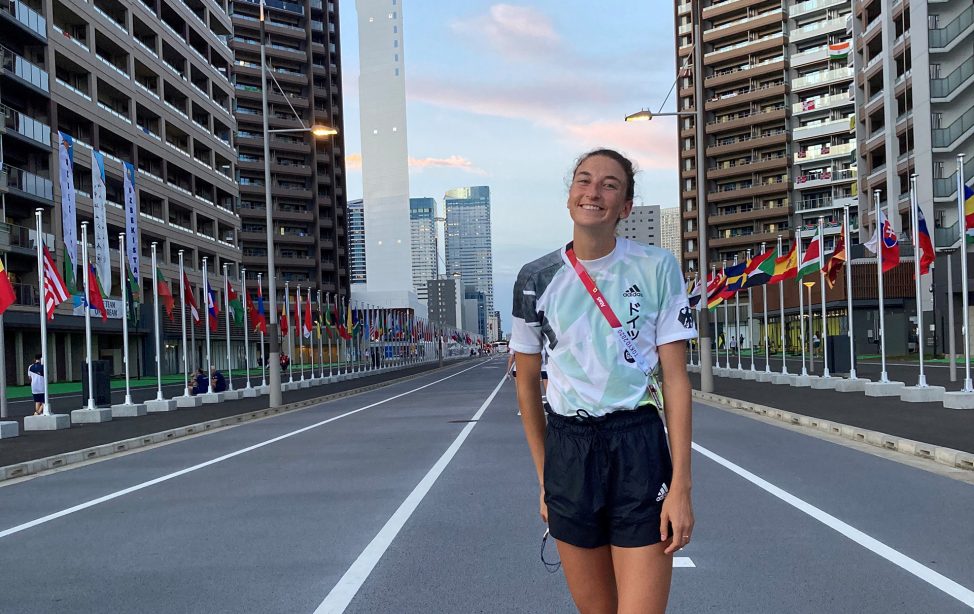 TUM Alumna Christina Hering im Olympischen Dorf in Tokio 2021.