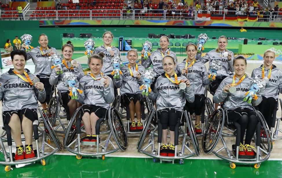 The German wheelchair basketball national team at the Women's Gold Medal Match in the Barra Riocentro