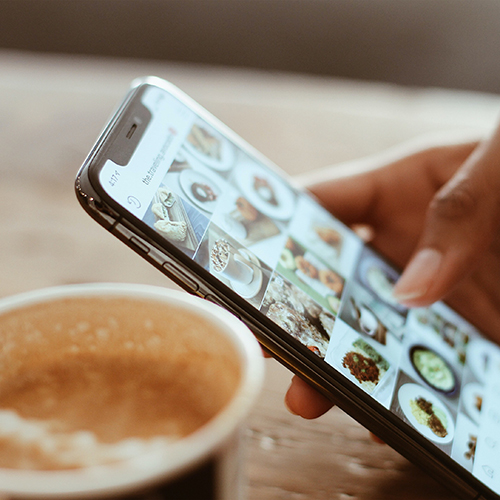 Cell phone with coffee cup