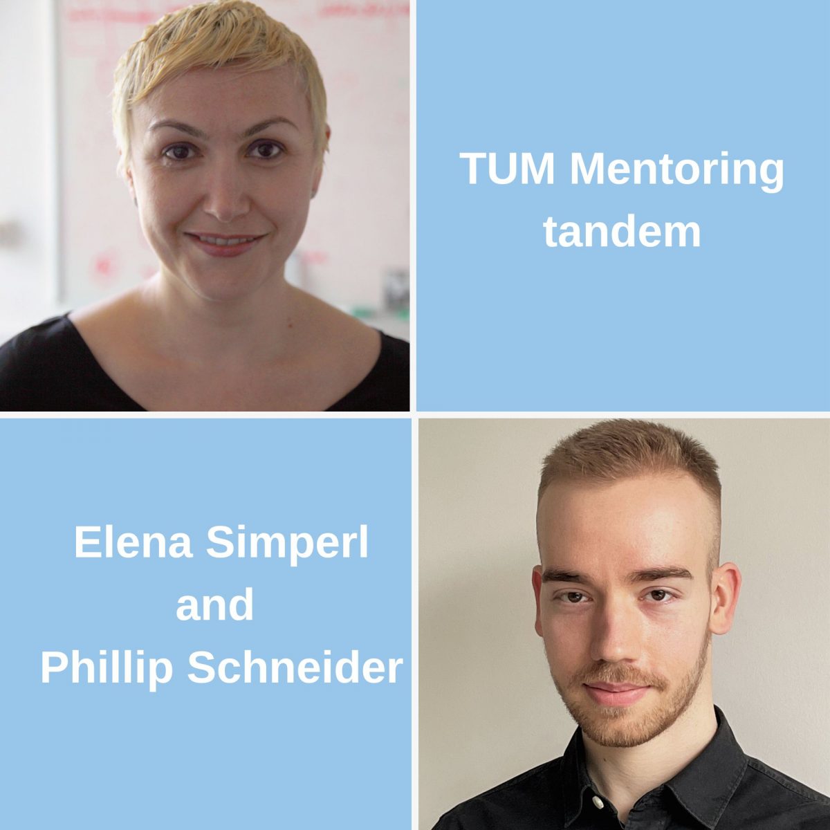 TUM alumna and mentor Prof. Dr. Elena Simperl and TUM alumnus and mentee Phillip Schneider.