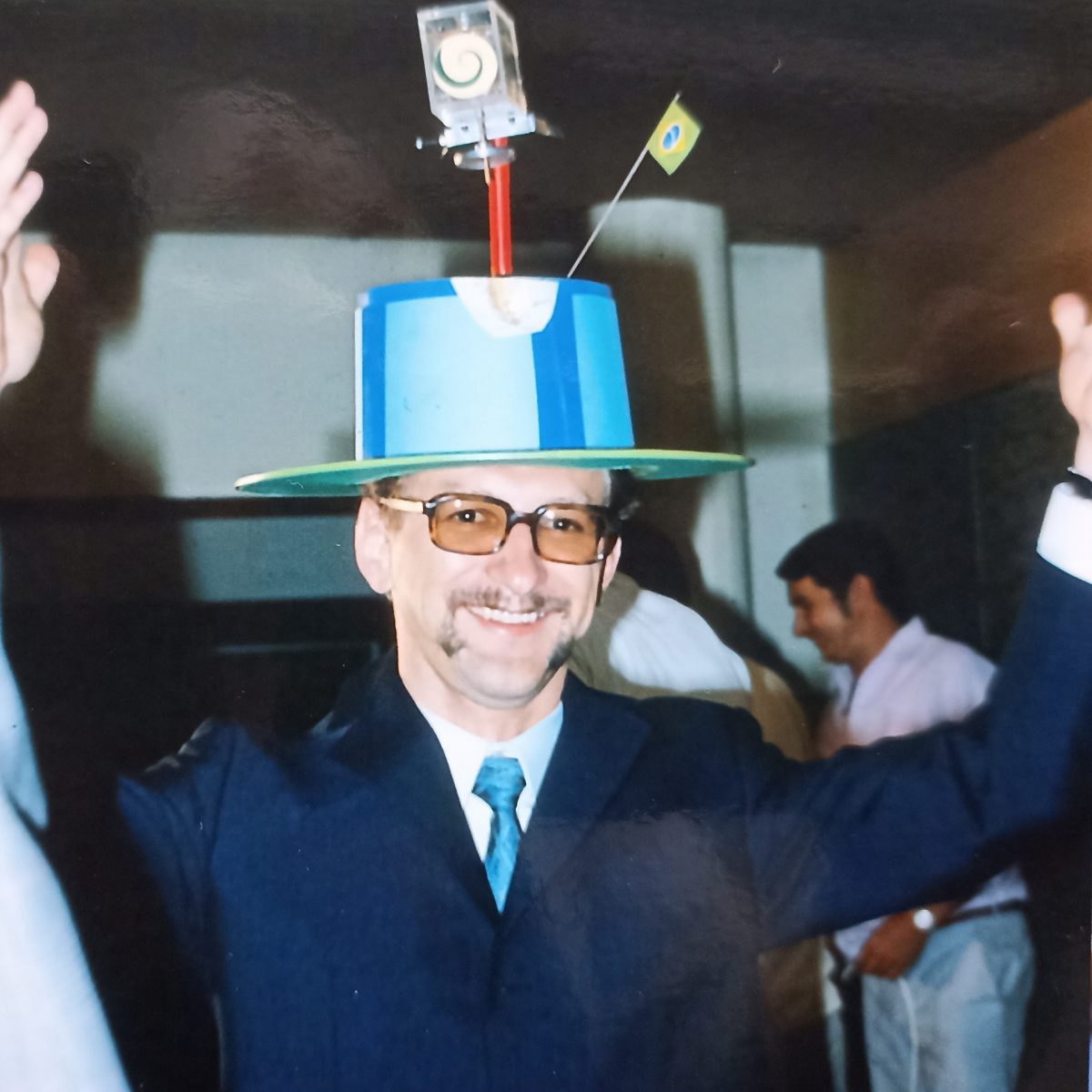 Professor Hans Ingo Weber after defending his doctoral thesis with doctoral hat.
